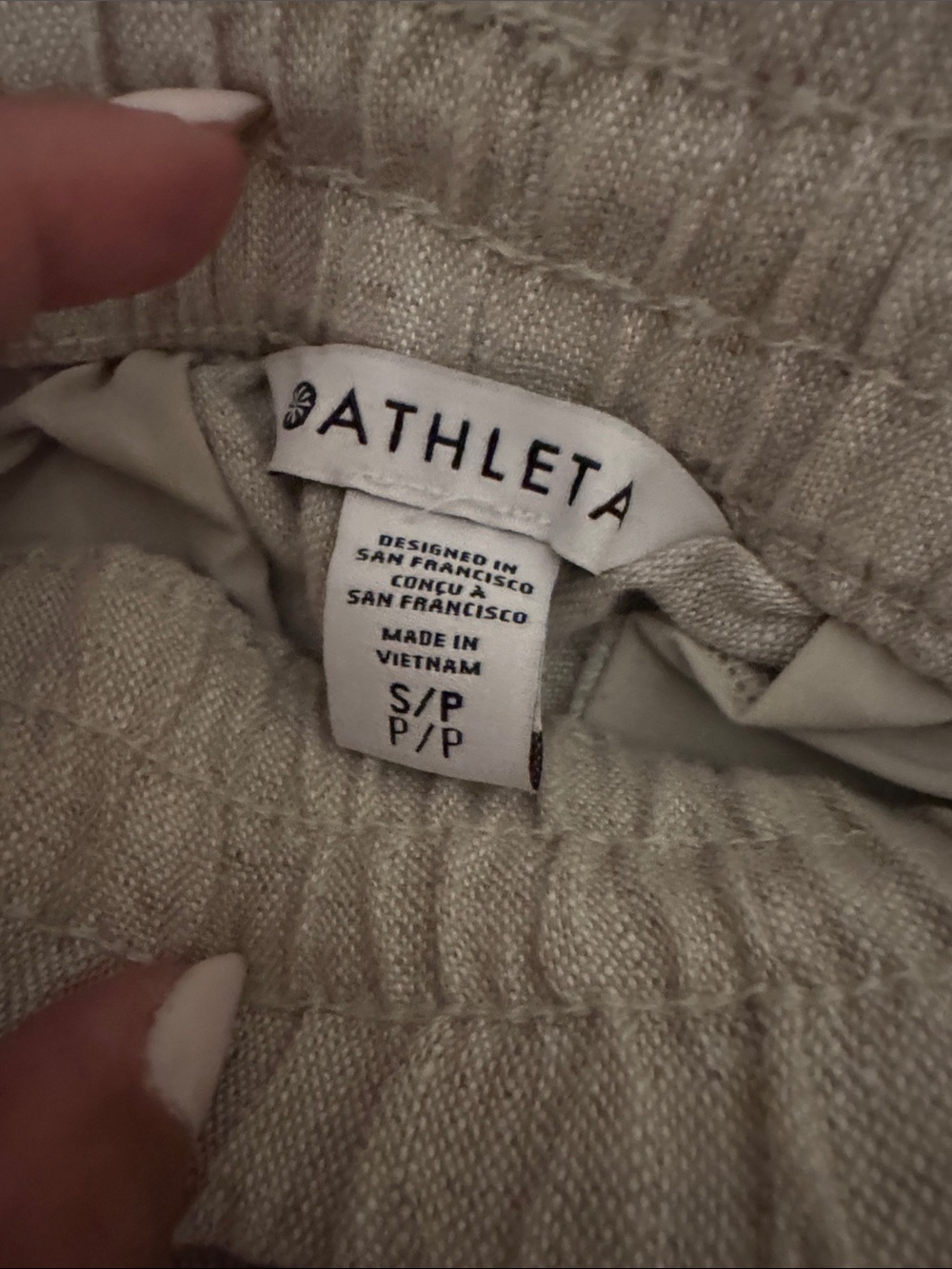 Athleta Natural Light (tan) Gray Retreat Linen Drawstring Wide-Leg Pants